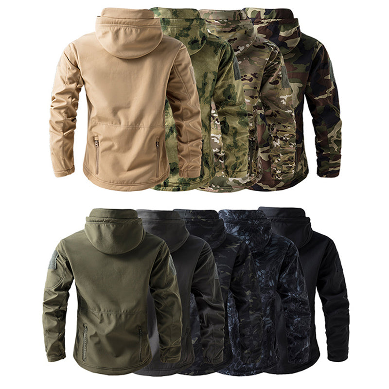 Mens Lurker Shark Skin Soft Shell Tactical Jacket Waterproof Fleece Hooded Camouflage Hunting Coat Outdoor Autumn Cloth