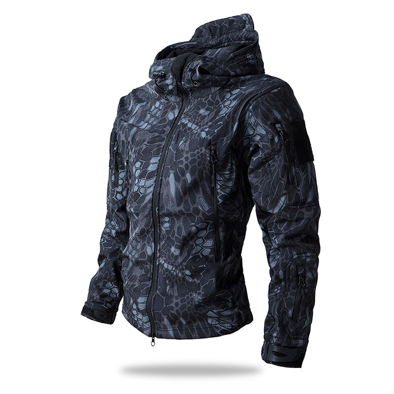 Mens Lurker Shark Skin Soft Shell Tactical Jacket Waterproof Fleece Hooded Camouflage Hunting Coat Outdoor Autumn Cloth