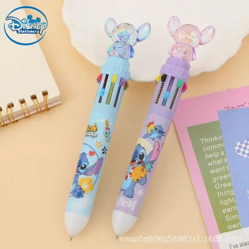 Disney Stitch Ballpoint Pen Set, 36pcs Lilo & Stitch Themed Pens with 10 Color Crystal Marker, Student School Supplies
