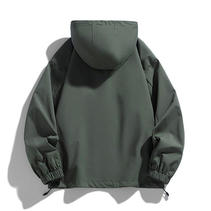 Oversize Plus Size Men Jacket Hooded Windbreaker Waterproof Black Bomber Camping Trench Coats Loose 3
