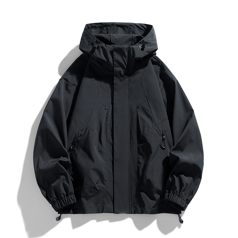 Oversize Plus Size Men Jacket Hooded Windbreaker Waterproof Black Bomber Camping Trench Coats Loose 4
