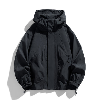 Oversize Plus Size Men Jacket Hooded Windbreaker Waterproof Black Bomber Camping Trench Coats Loose 4