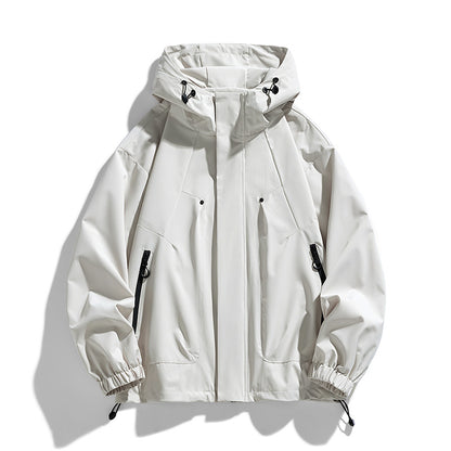 Oversize Plus Size Men Jacket Hooded Windbreaker Waterproof Black Bomber Camping Trench Coats Loose 6