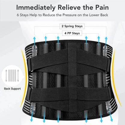 Orthopedic Back Support Belt, Lumbar Brace Posture Corrector, Spine Decompression Waist Trainer, Abdominal Slimming