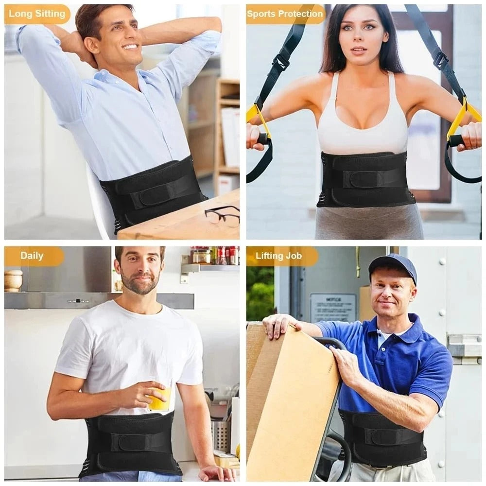 Orthopedic Back Support Belt, Lumbar Brace Posture Corrector, Spine Decompression Waist Trainer, Abdominal Slimming