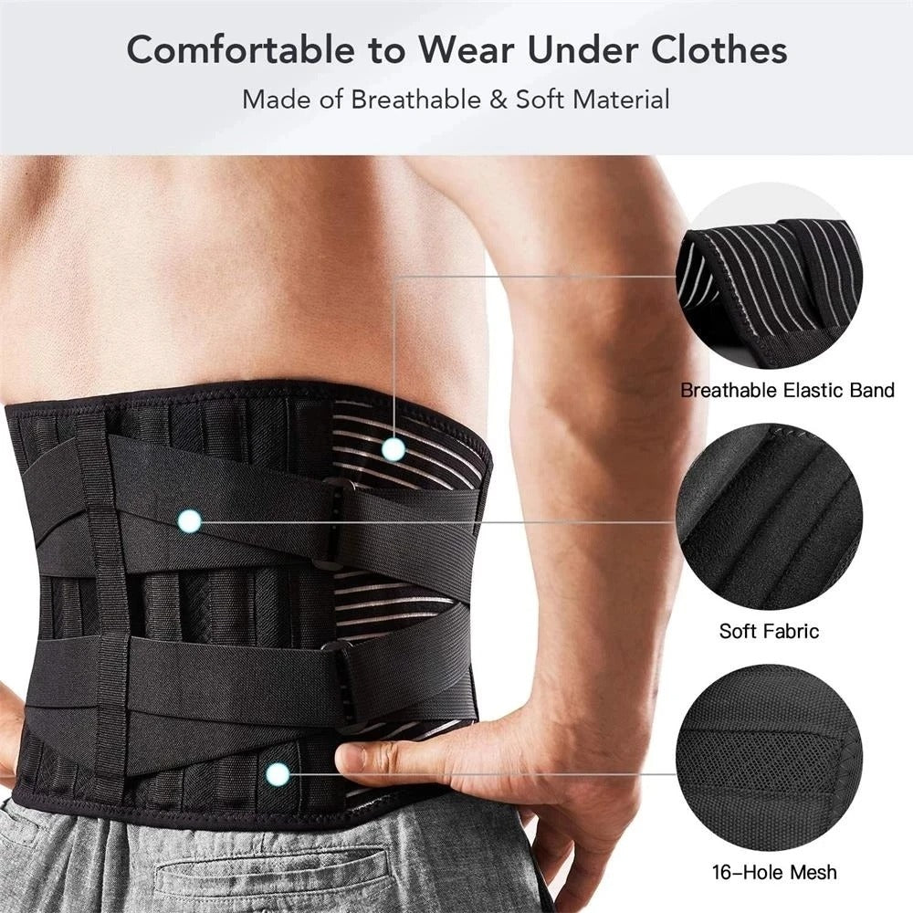 Orthopedic Back Support Belt, Lumbar Brace Posture Corrector, Spine Decompression Waist Trainer, Abdominal Slimming