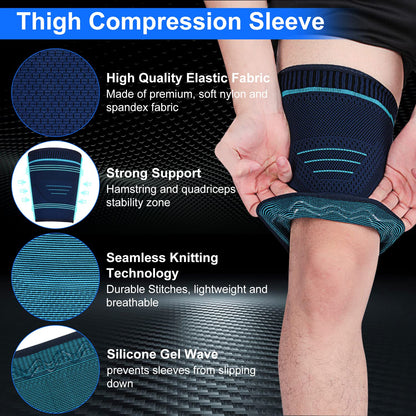 Antislip Breathable Quad And Hamstring Support Brace 1Pcs Thigh Compression Sleeve Upper Leg Compre 2