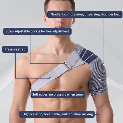 Adjustable Shoulder Support Pad Strap Band, Torn Rotator Cuff Support Brace, Wrap Compression Back Guard