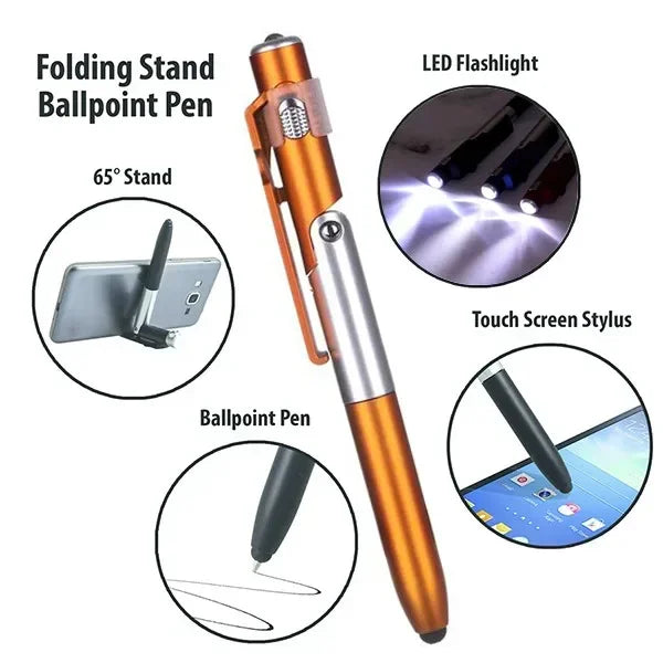 Multi Function 4 In 1 Stylus Pen Ballpoint Pen Capacitive Stylus With Flashlight And Phone Holder S 2