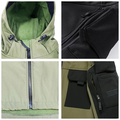 Men Tactical Soft Shell Waterproof Jacket With Fleece Lining 4