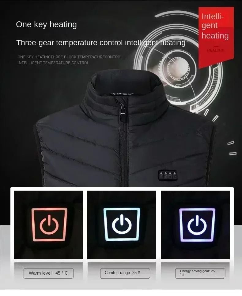 Smart USB Heated Vest With Adjustable Temperature For Winter 4