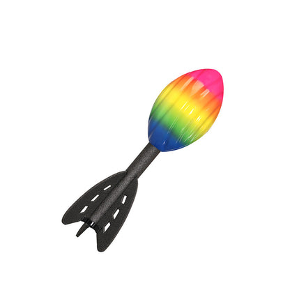 Rainbow Foam Rocket Launcher Toy for Kids, Outdoor Spiral Flying Toy, Long Distance Hand Thrown Rocket, Fun Football