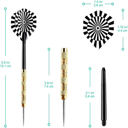 Professional Metal Darts, 18PCS Steel Tip Darts Set, 14G Copper Plated Dart Board Needles