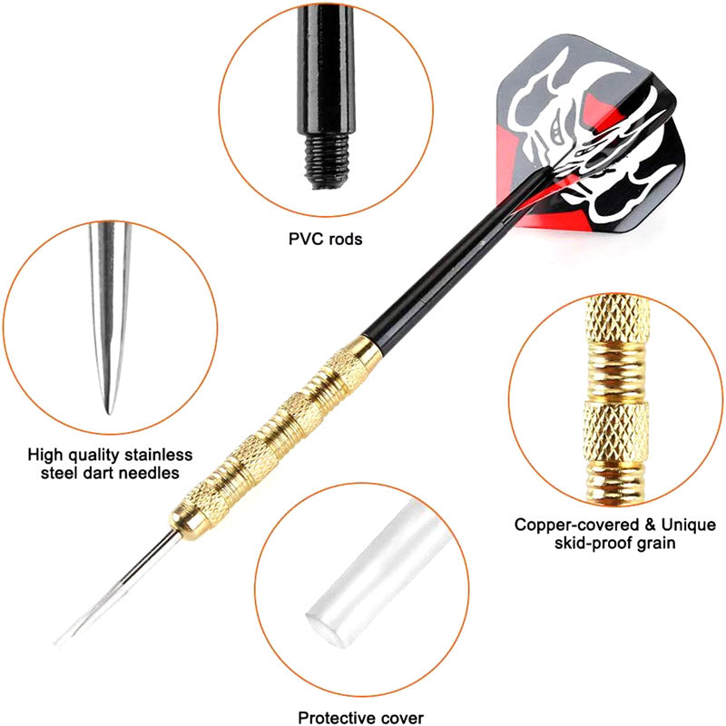 Professional Metal Darts, 18PCS Steel Tip Darts Set, 14G Copper Plated Dart Board Needles