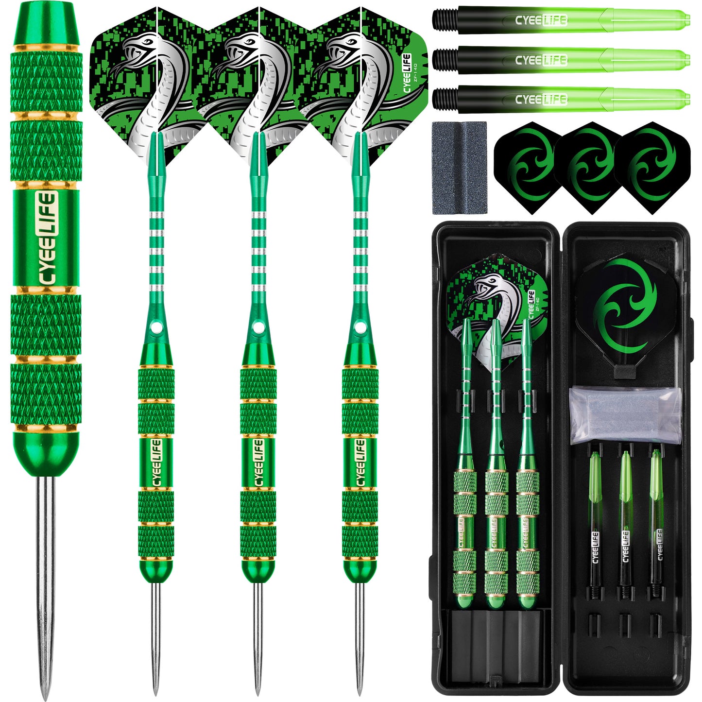 CyeeLife Professional Steel Tip Darts Set, 3PCS with Anti Fall Flights, Pure Copper Barrels, for Dartboard