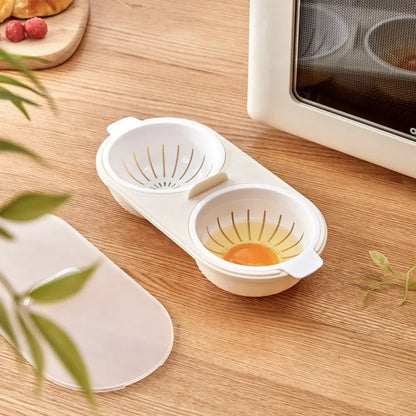 DoubleCup Egg Boiler Microwave Eggs Poacher Kitchen Gadget Hot Spring Egg Mold Clear Water Lotus Eg 4