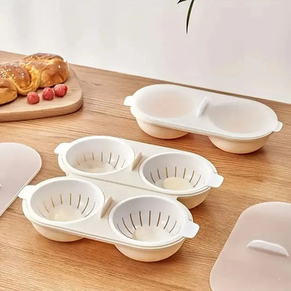 DoubleCup Egg Boiler Microwave Eggs Poacher Kitchen Gadget Hot Spring Egg Mold Clear Water Lotus Eg 5