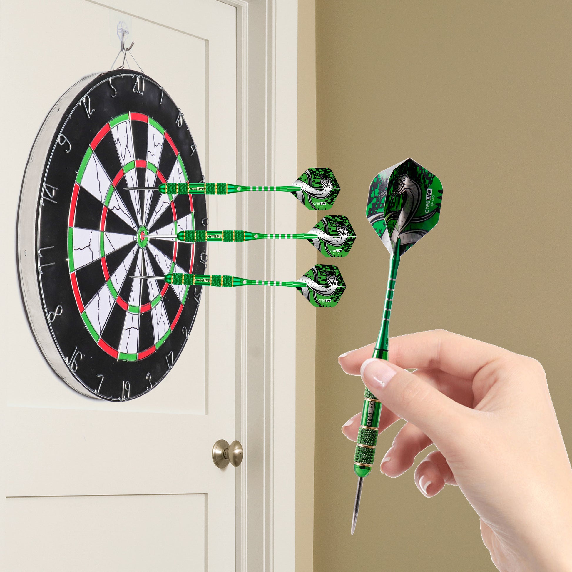 CyeeLife Professional Steel Tip Darts Set, 3PCS with Anti Fall Flights, Pure Copper Barrels, for Dartboard