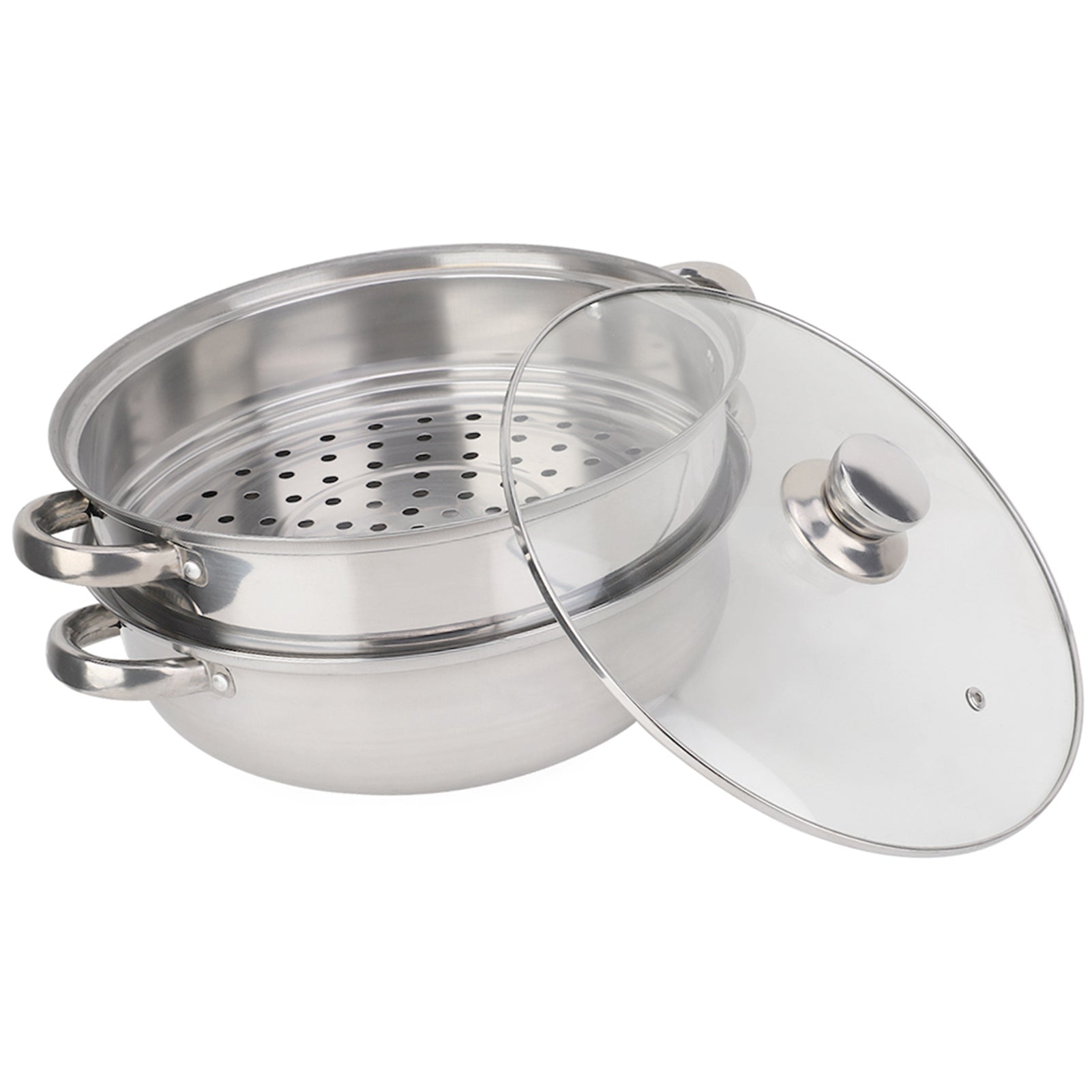 Stainless Steel Cookware Steamer Pot Cooker Double Boiler Soup Steaming Pot Durable Kitchenware Kit 4