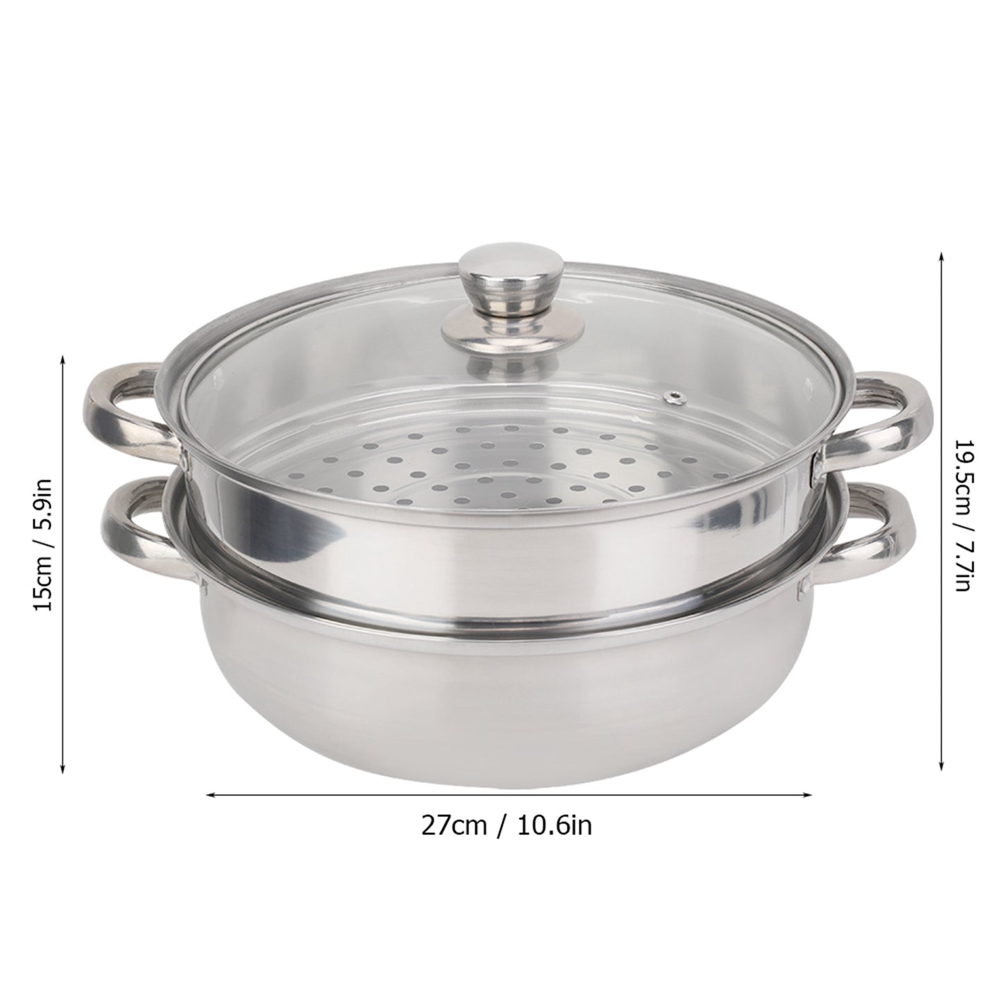 Stainless Steel Cookware Steamer Pot Cooker Double Boiler Soup Steaming Pot Durable Kitchenware Kit 5
