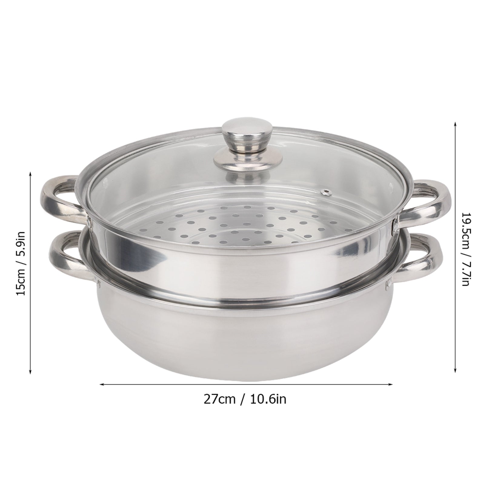 Stainless Steel Cookware Steamer Pot Cooker Double Boiler Soup Steaming Pot Durable Kitchenware Kit 5