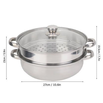 Stainless Steel Cookware Steamer Pot Cooker Double Boiler Soup Steaming Pot Durable Kitchenware Kit 5