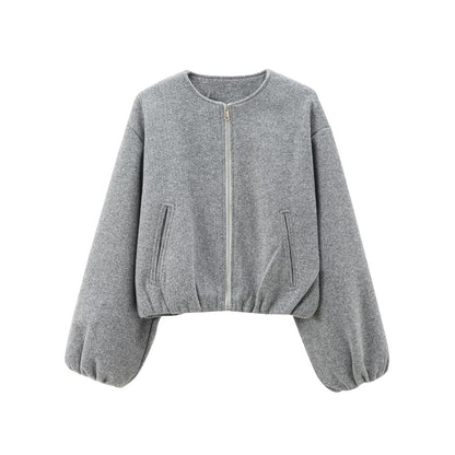 Trendy MUJER Red Bomber Jacket Soft Cropped Jacket For Women Sports Style Zipper Outerwear 7