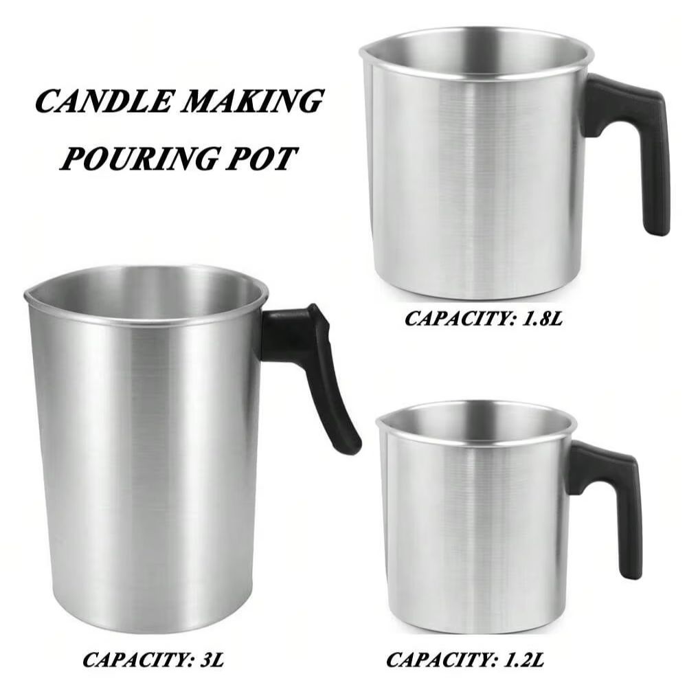 Candle Making Pouring Pot Double Boiler Wax Melting Pot Stainless Steel Pitcher with Heat-Resistant Handle for Homemade