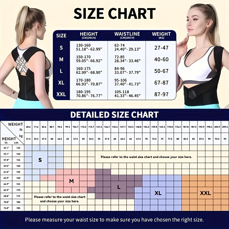 Women Men Prevent Slouching, Adjustable Back Posture Corrector Belt, Relieve Pain Posture Support