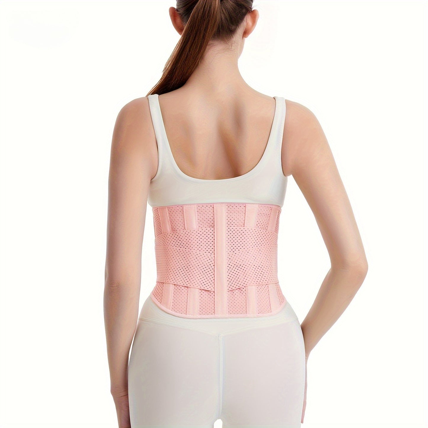 Anti-Slip Lumbar Belt, Breathable Mesh Back Support Brace, Steel Plates Adjustable Straps, Men and Women