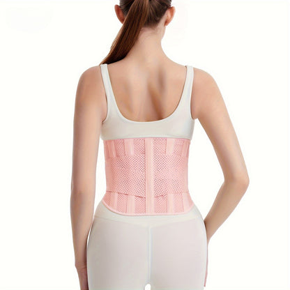 Anti-Slip Lumbar Belt, Breathable Mesh Back Support Brace, Steel Plates Adjustable Straps, Men and Women