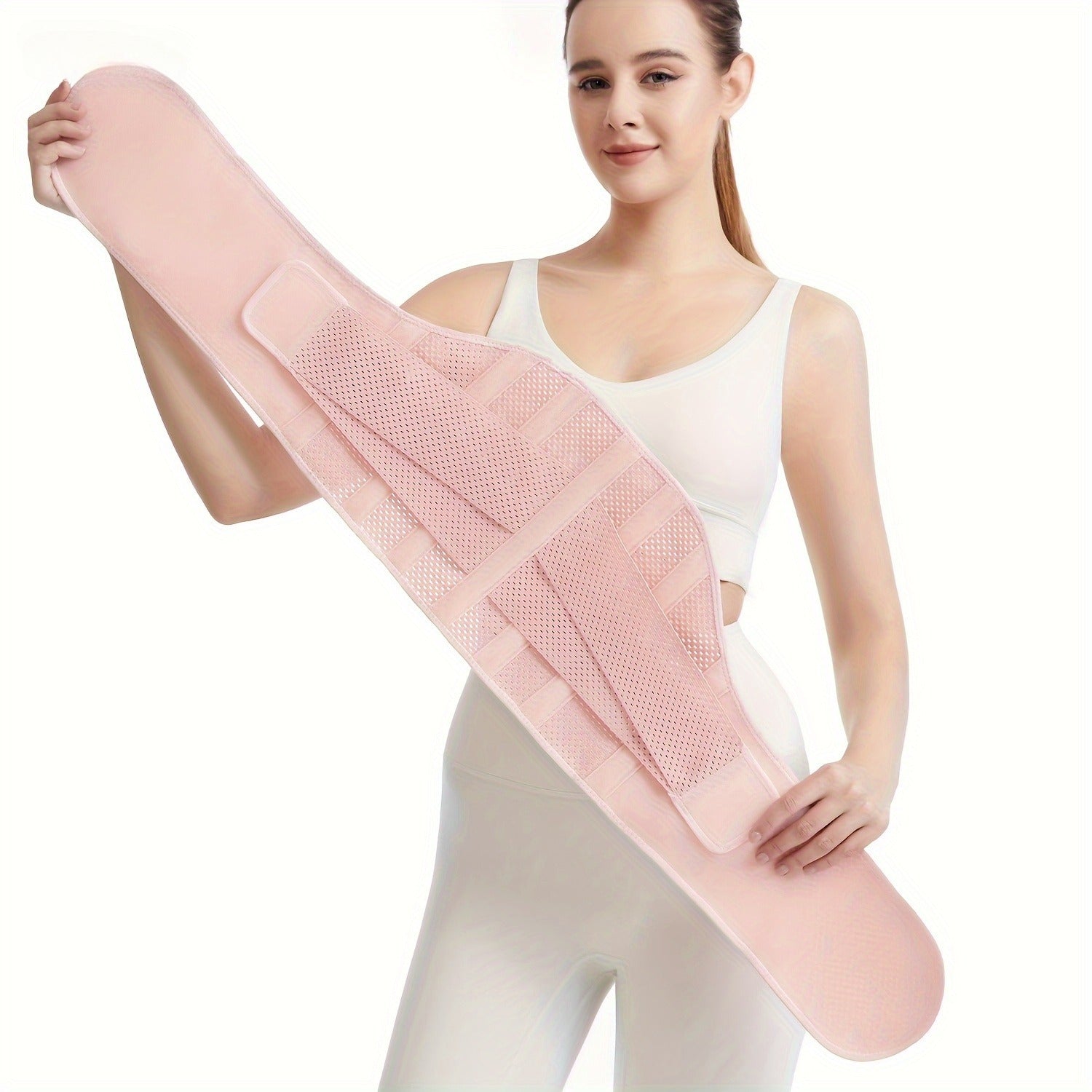 Anti-Slip Lumbar Belt, Breathable Mesh Back Support Brace, Steel Plates Adjustable Straps, Men and Women