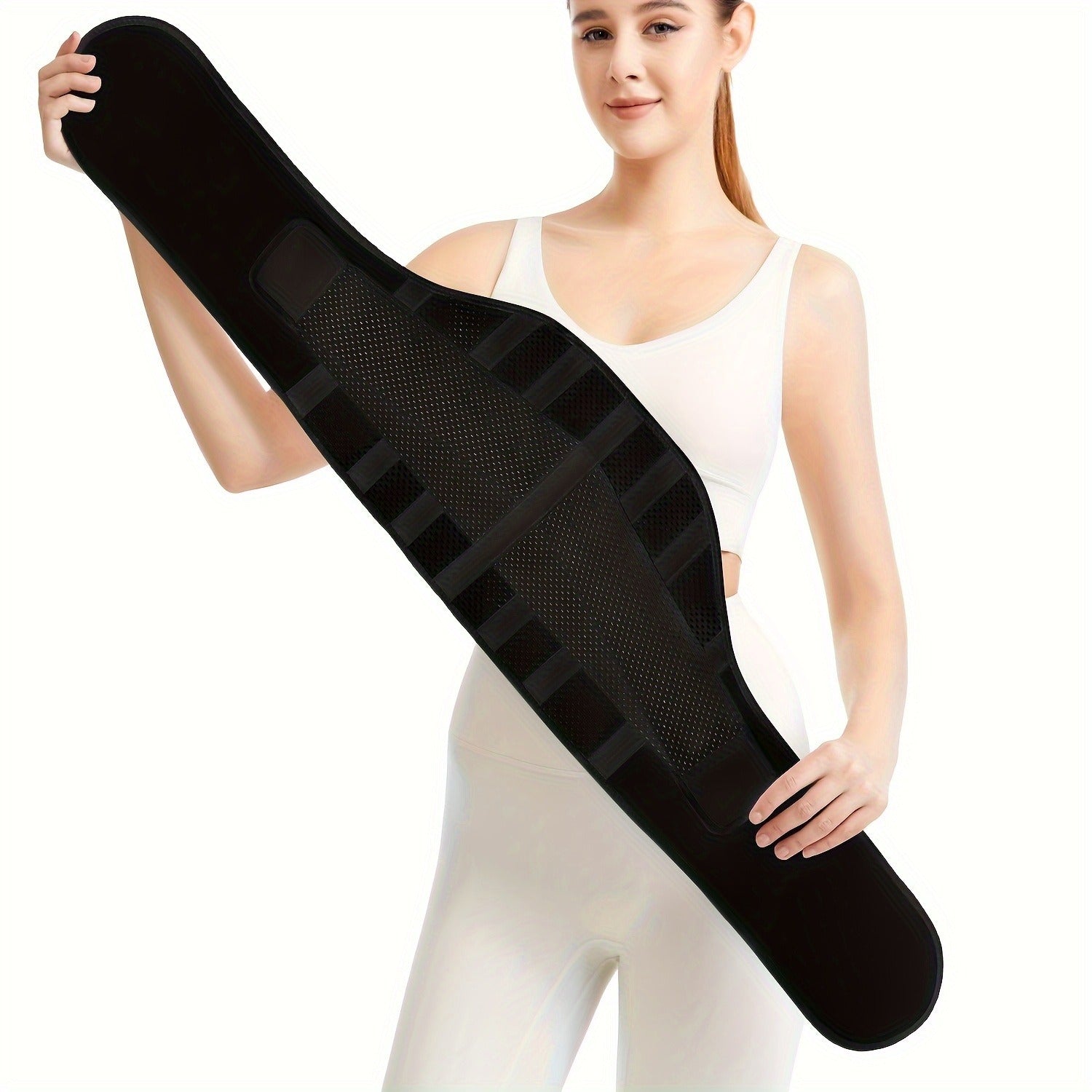 Anti-Slip Lumbar Belt, Breathable Mesh Back Support Brace, Steel Plates Adjustable Straps, Men and Women
