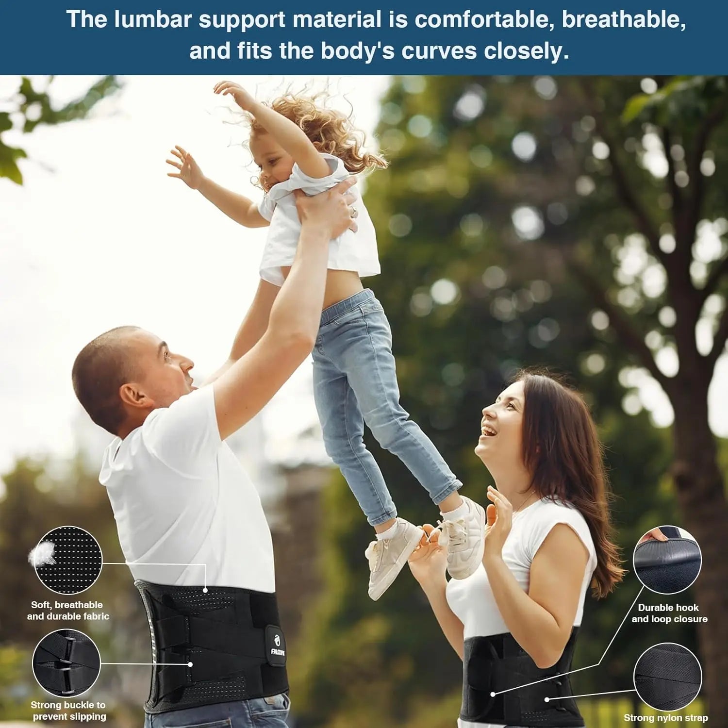 Breathable Back Brace For Lower Back Pain 4 Metal Supports Four Elastic Bands Strong Support 3