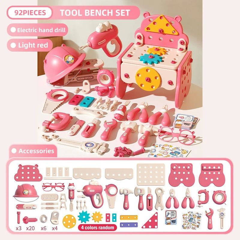 Kids Construction Tool Set With Electric Toy Drill 11