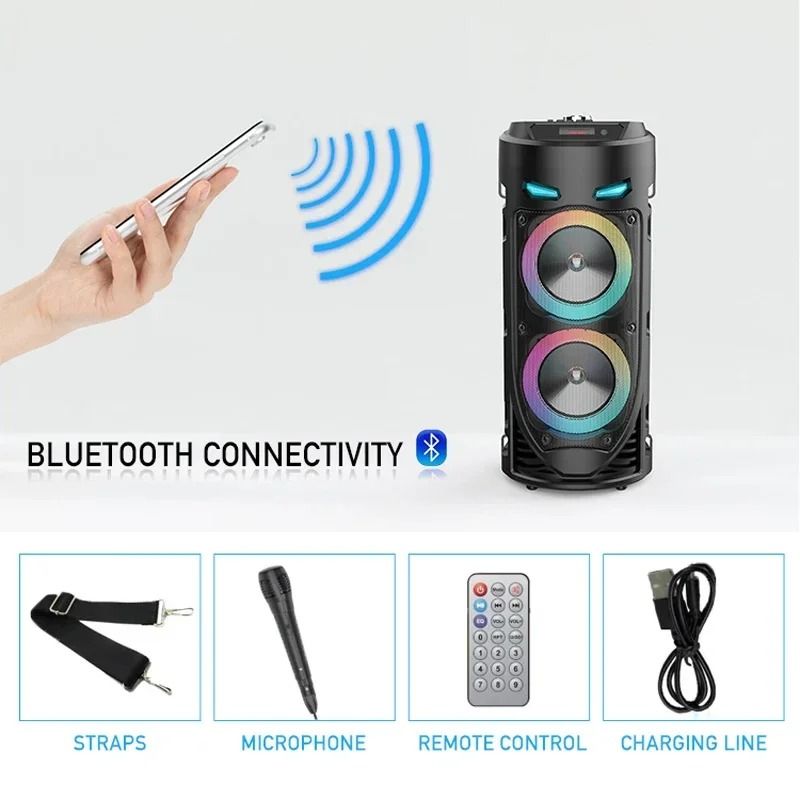30W Wireless Column Party Bluetooth Speaker Big Bass Karaoke USB Microphone 3