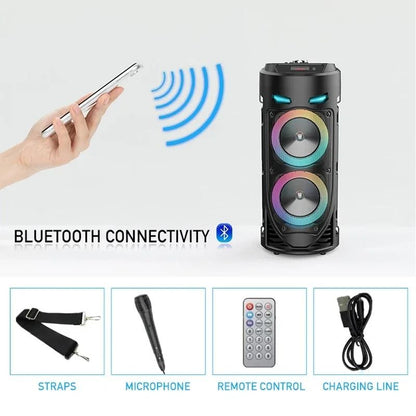 30W Wireless Column Party Bluetooth Speaker Big Bass Karaoke USB Microphone 3