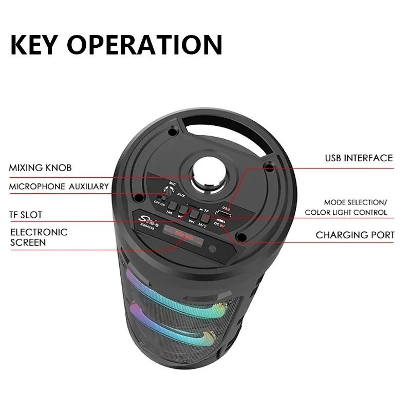 30W Wireless Column Party Bluetooth Speaker Big Bass Karaoke USB Microphone 4