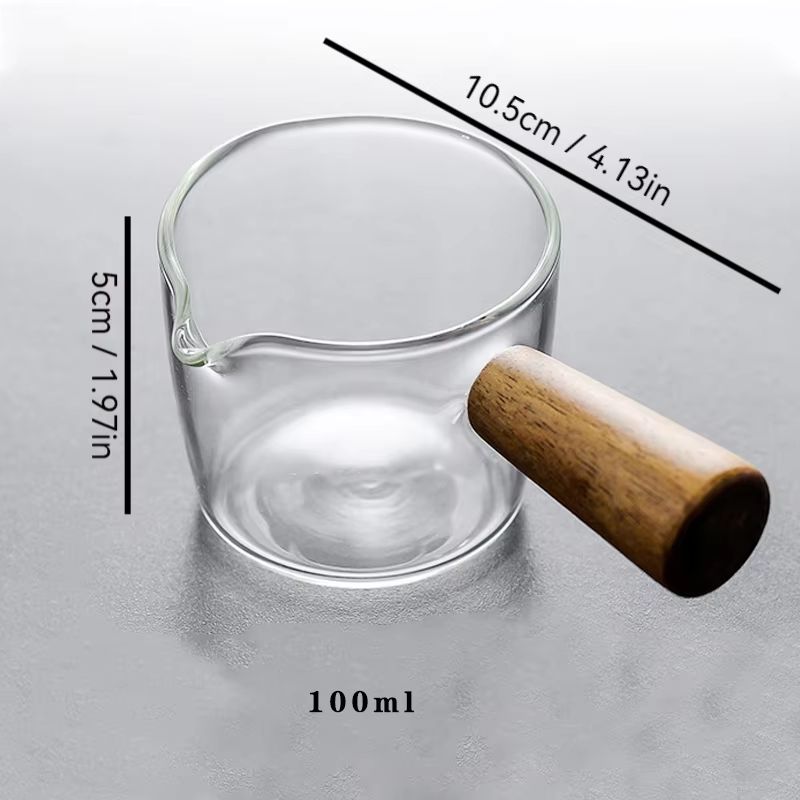 Premium 75ml Glass Espresso Measuring Cup  DoubleSingle Spout Milk Jug With Handle 9