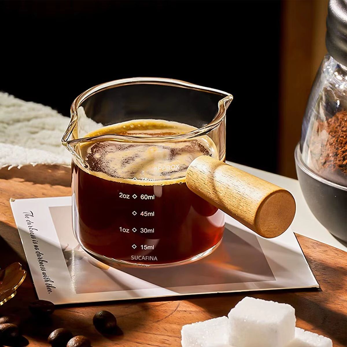 Premium 75ml Glass Espresso Measuring Cup  DoubleSingle Spout Milk Jug With Handle 11