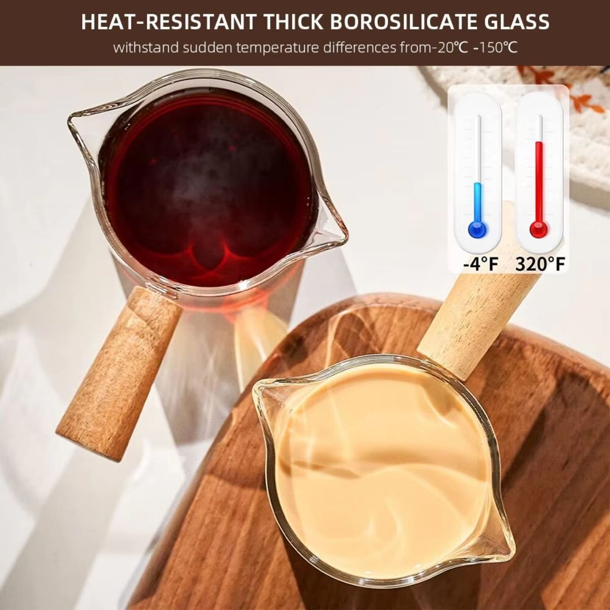 Premium 75ml Glass Espresso Measuring Cup  DoubleSingle Spout Milk Jug With Handle 3