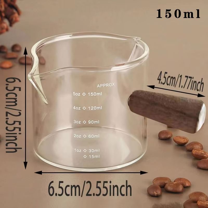 Premium 75ml Glass Espresso Measuring Cup  DoubleSingle Spout Milk Jug With Handle 7