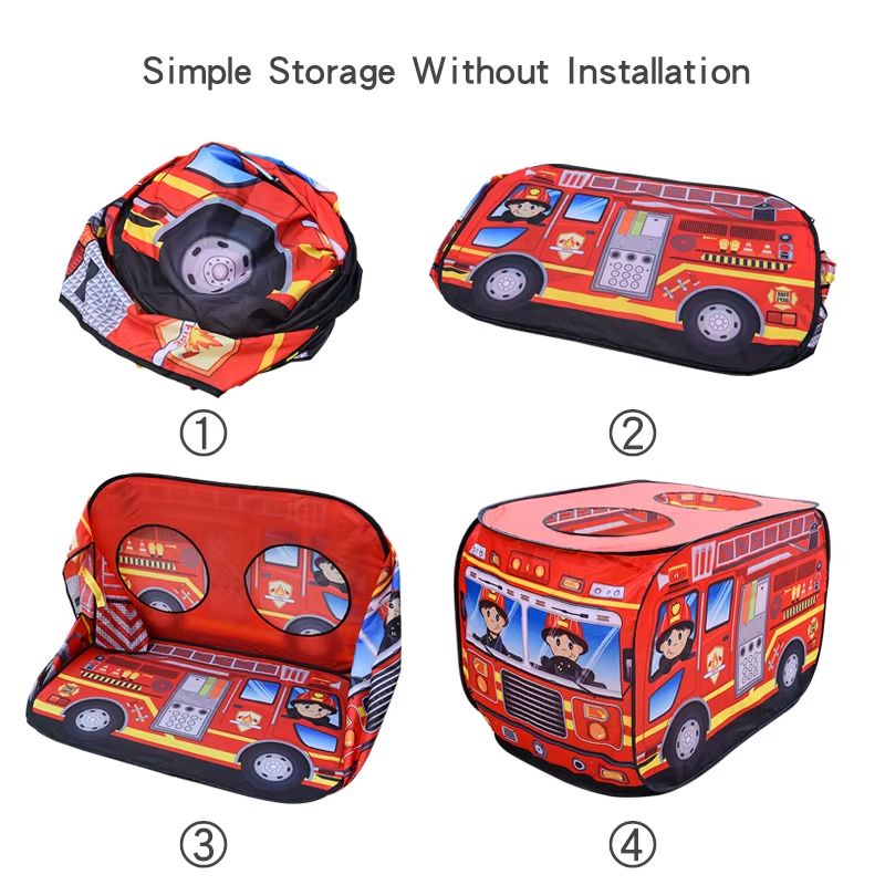 Childrens Fire Truck Play Tent  Indoor And Outdoor Kids Car Tent House With Sunroof 1