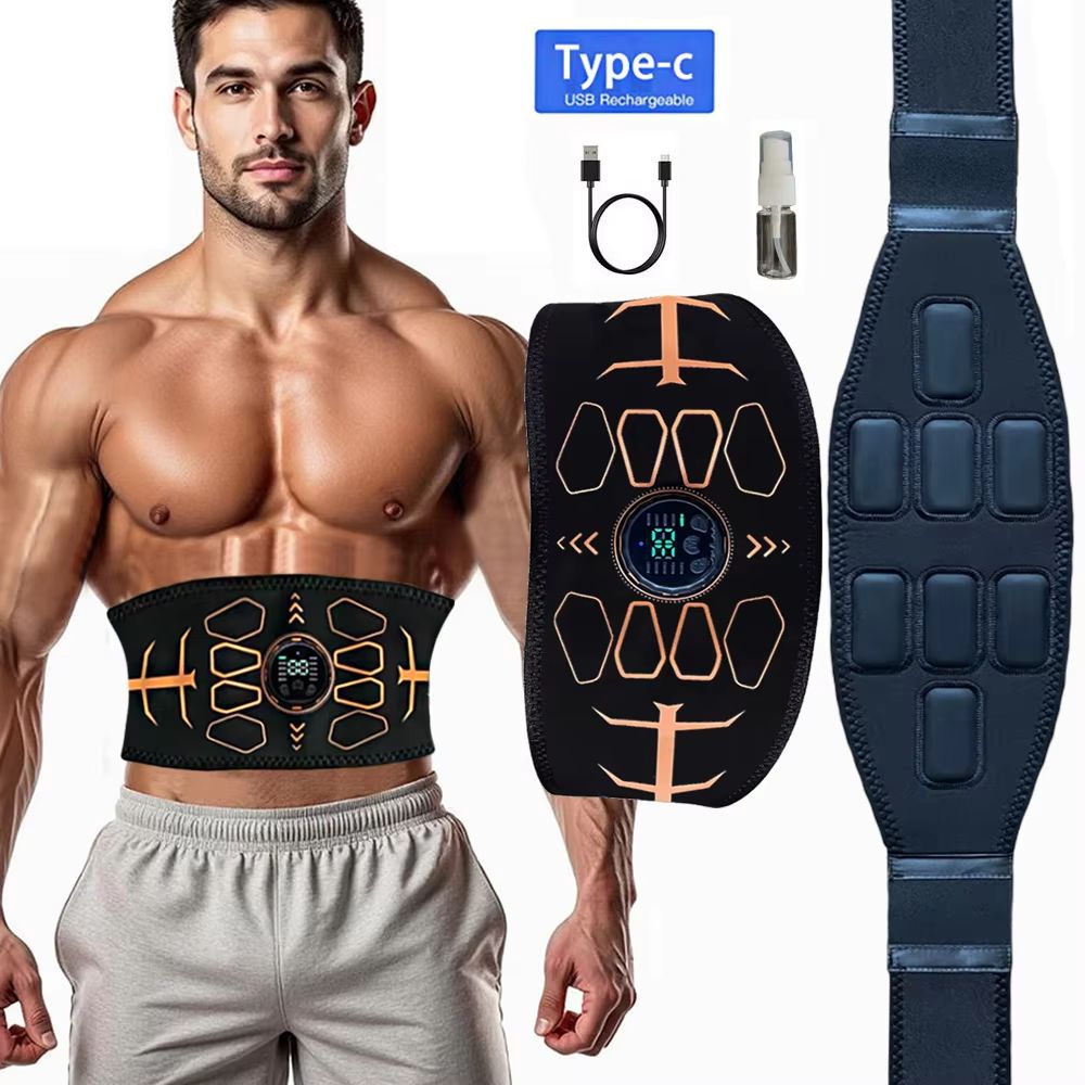 Smart EMS Abdominal Muscle Toner USB Rechargeable Ab Trainer and Body Massager for Core Strength and Weight Loss