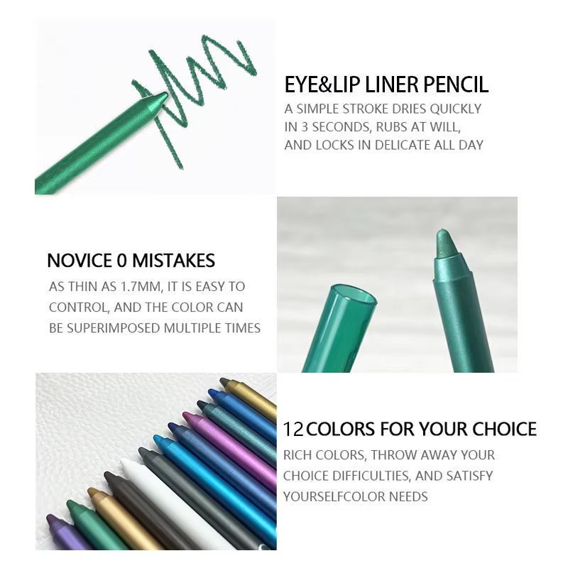 12 Color Glitter And Shimmer Eyeliner Pencil Set  Long Lasting Smooth Application Eye Makeup 4