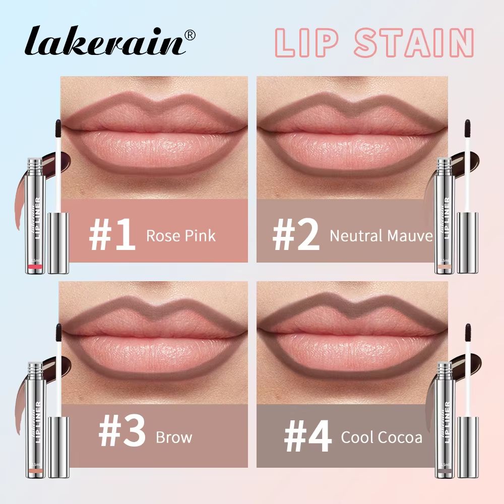 4PCS Waterproof Lip Liner Set  LongLasting Matte Lip Stain And TransferProof Lip Liner With PeelOff 4