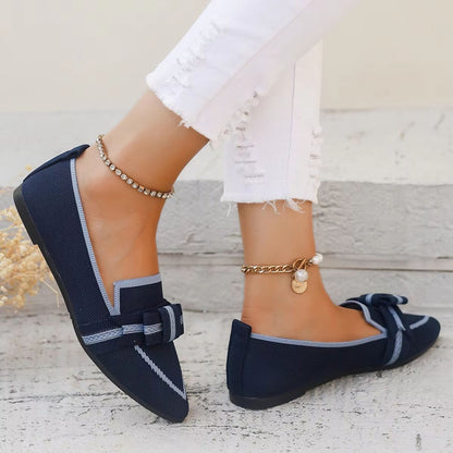 Womens Knitted Flats  Breathable Slip On Walking Shoes With Comfortable Pointed Toe Design 1