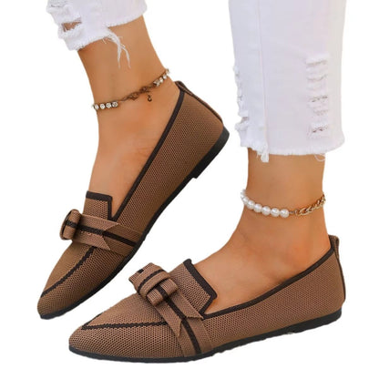 Womens Knitted Flats  Breathable Slip On Walking Shoes With Comfortable Pointed Toe Design 4