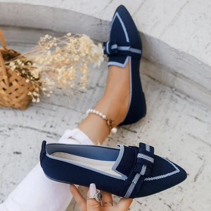 Womens Knitted Flats  Breathable Slip On Walking Shoes With Comfortable Pointed Toe Design 5