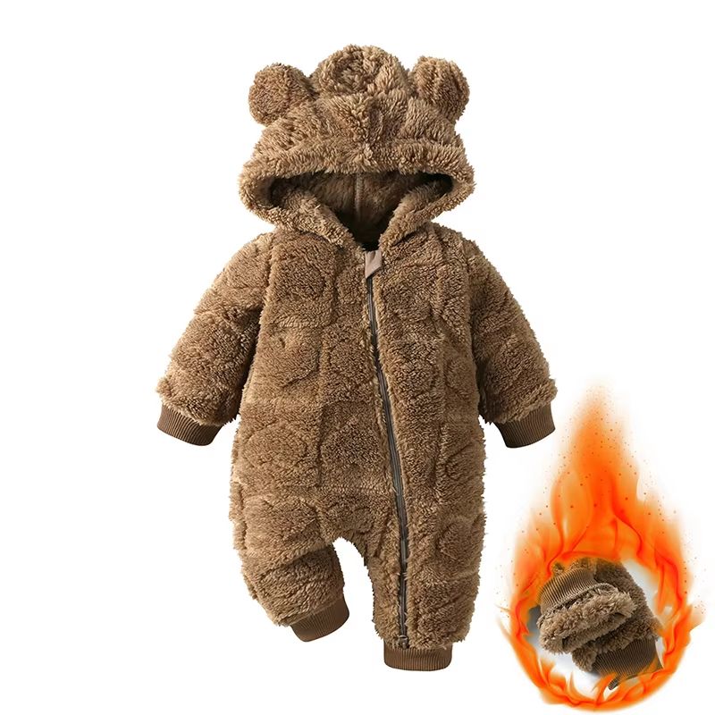 Winter Baby Bear Hooded Romper  Warm Fleece Infant Jumpsuit For Newborn Boys And Girls 10